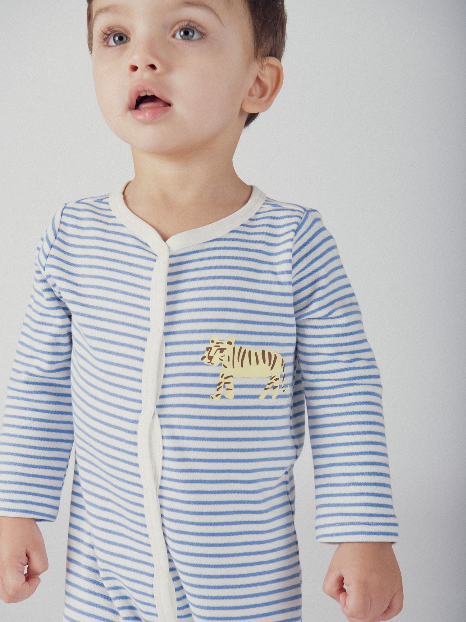 Grenouillère rayée avec imprimé tigre pour bébé garçon