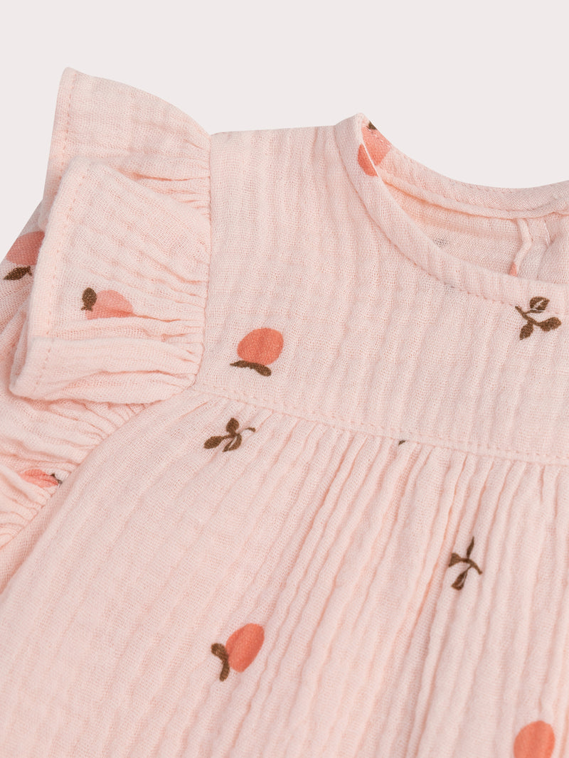 Completo rosa in gauze di cotone per bambina