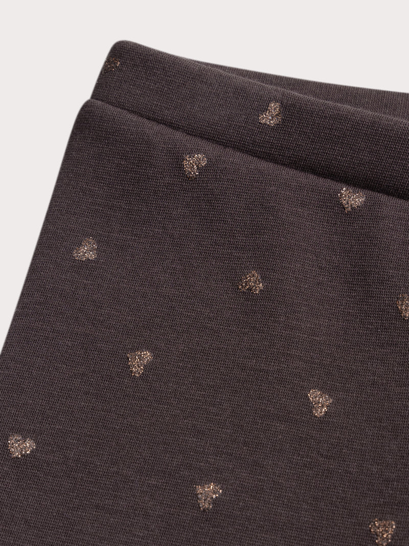 Legging imprimé coeur pailleté