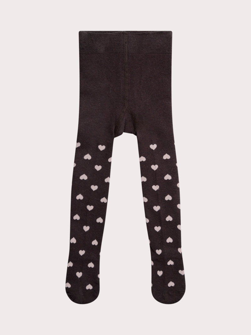 Collant grigi con cuori lilla per ragazze
