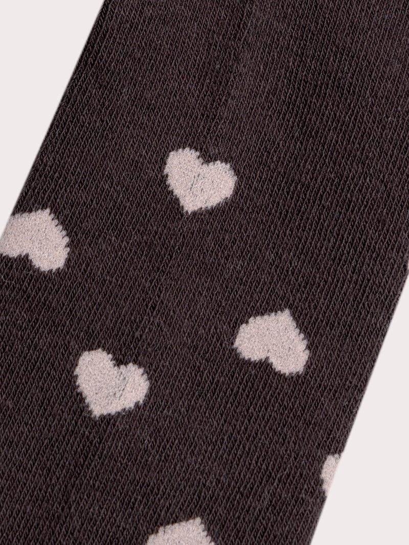 Collant grigi con cuori lilla per ragazze