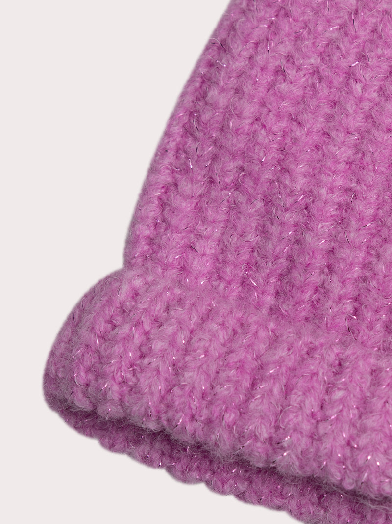 Cappello viola con glitter per bambina