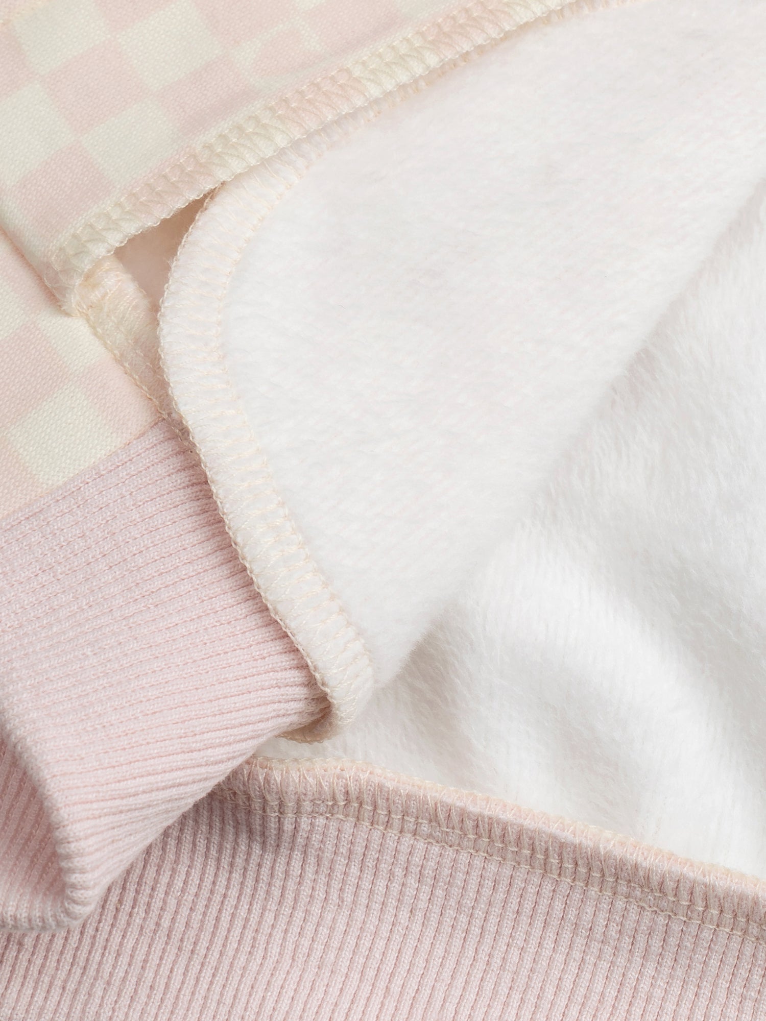 Veste teddy à damier rose et écru pour fille