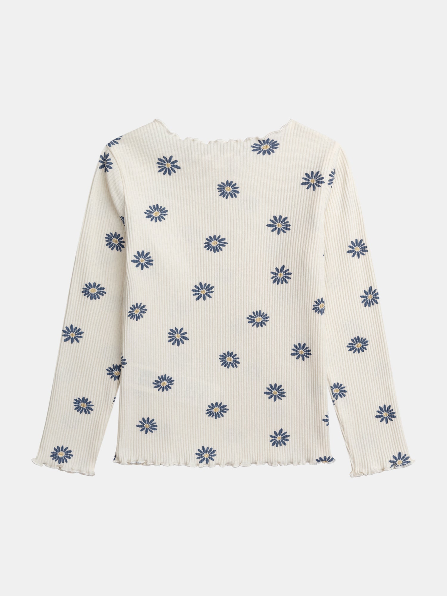 T-shirt ecru a maniche lunghe stampata con fiori per ragazze