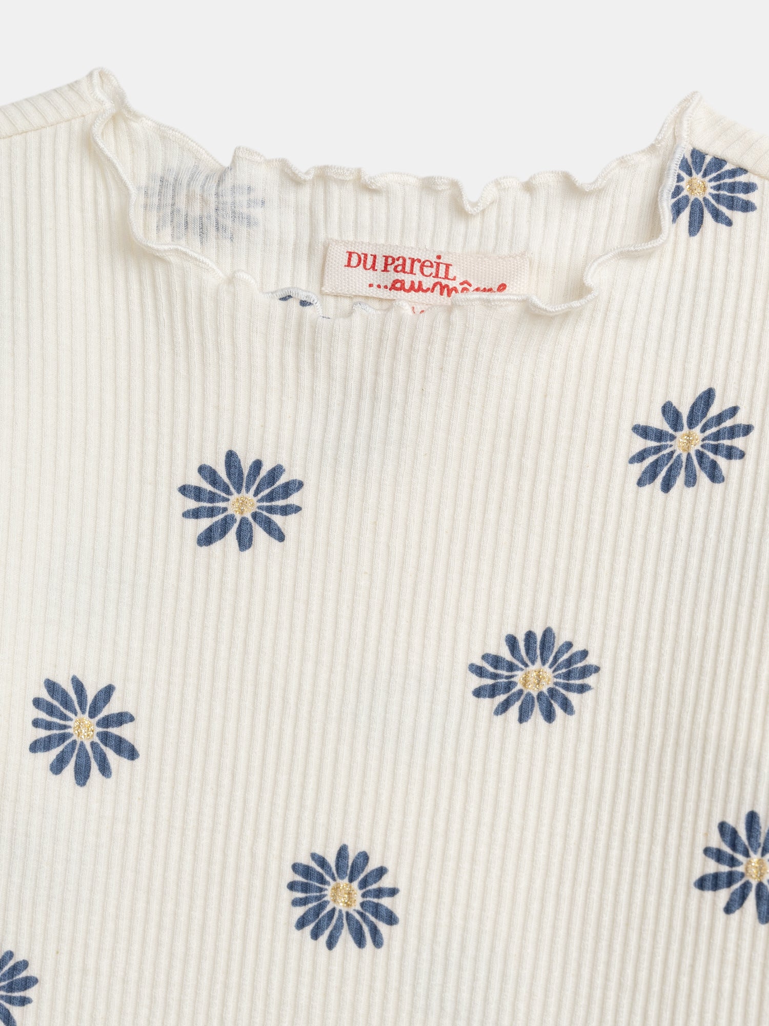 T-shirt ecru a maniche lunghe stampata con fiori per ragazze