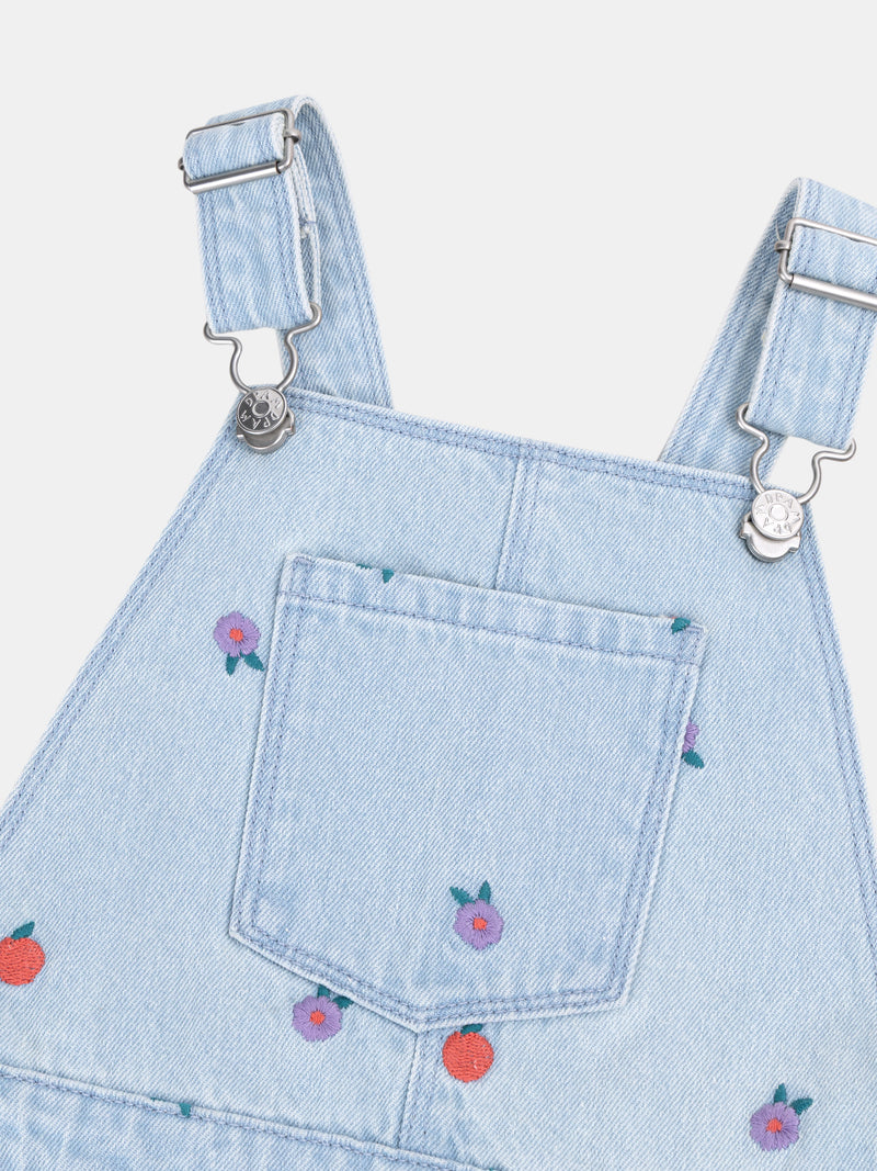 Salopette in denim ricamata per ragazze