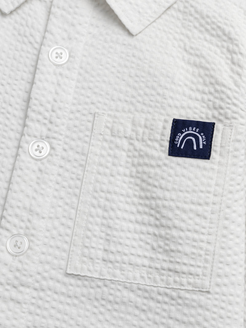 Camicia Tessuta Bianco per Ragazzi con Tasche