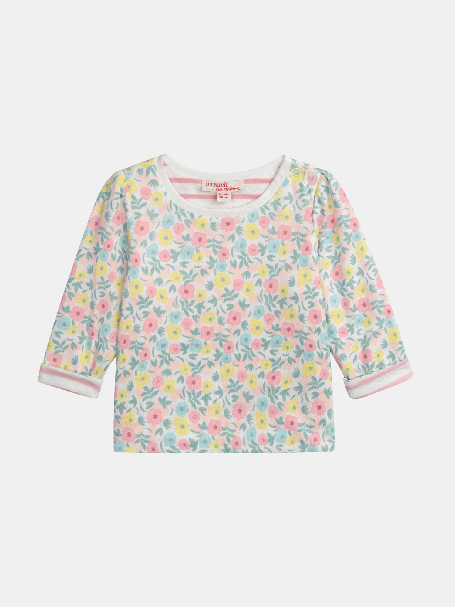 T-shirt reversibile con stampa di fiori pastello per bambina