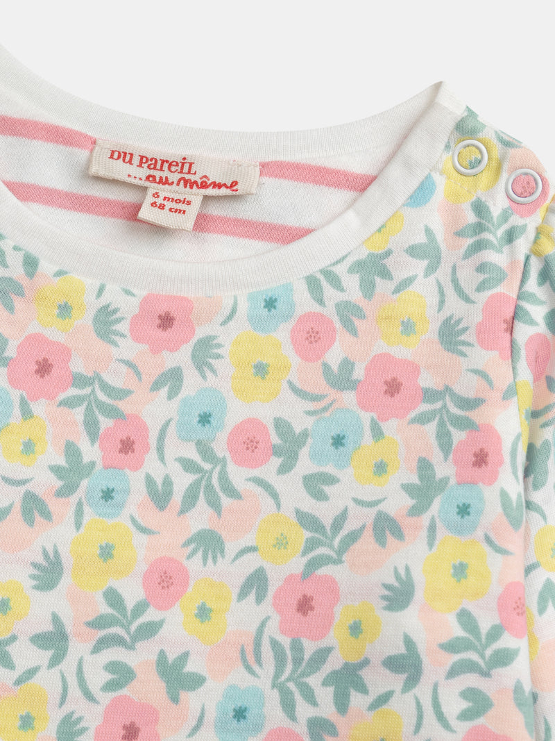 T-shirt reversibile con motivo fiori pastello per bambina