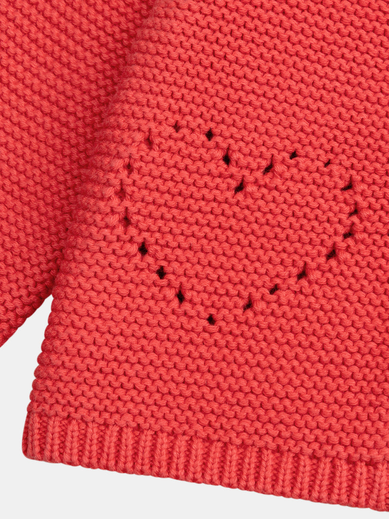 Cardigan tricot anguria con tasche a cuore per bambina