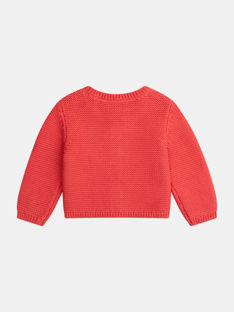 Cardigan tricot anguria con tasche a cuore per bambina