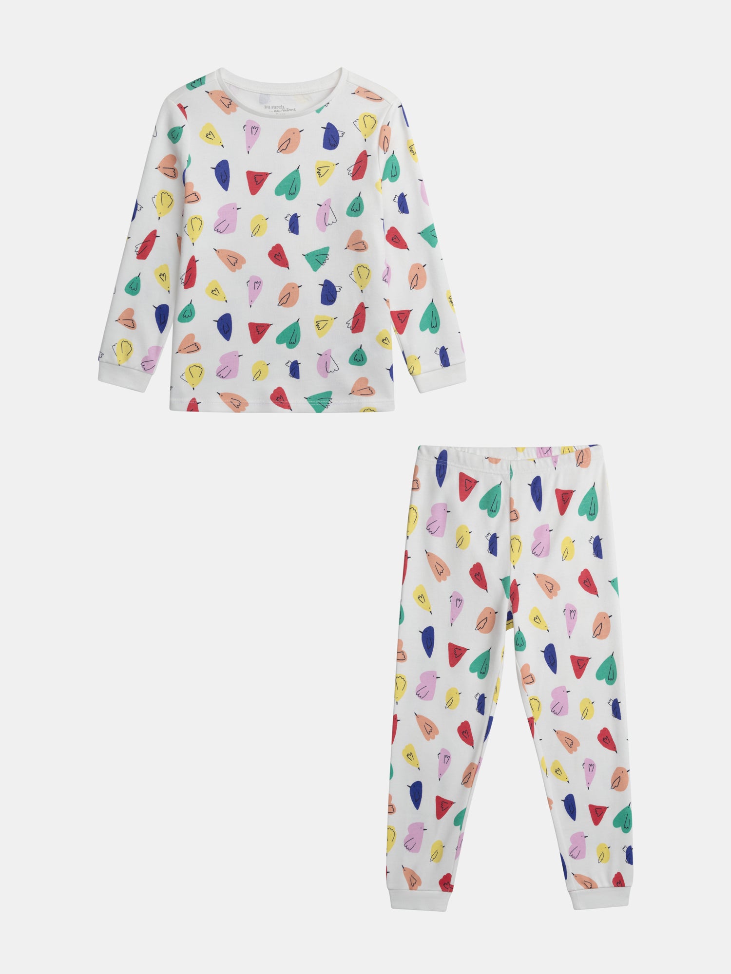 Pyjama écru imprimé all-over oiseaux pour fille