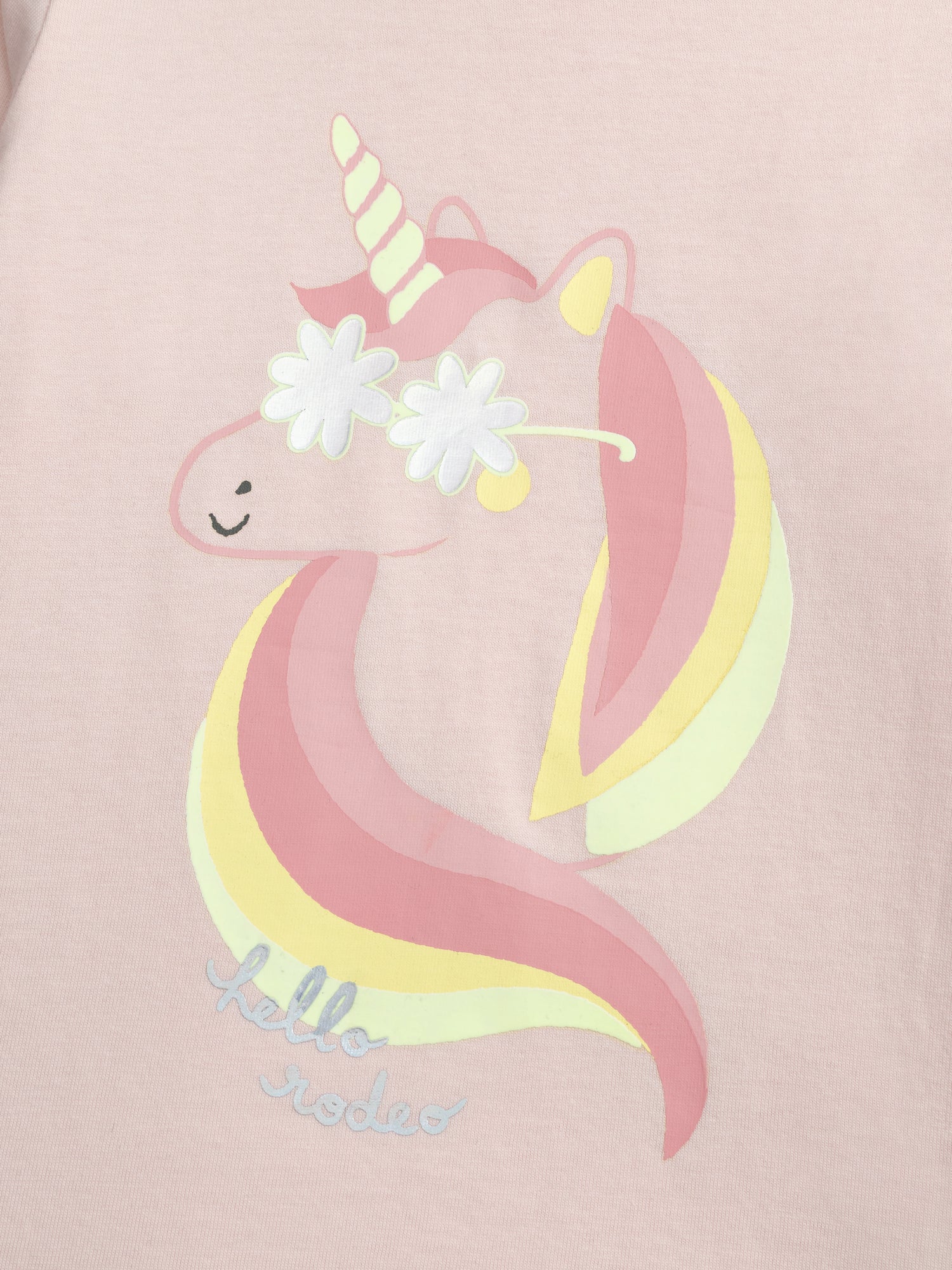 Pyjama long phosphorescent rose poudré à motif licorne pour enfant fille