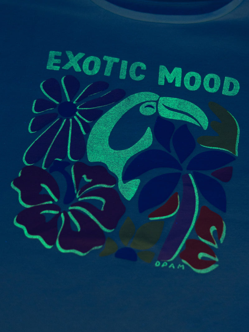 Pigiama corto fosforescente con stampa "Exotic Mood" per bambina