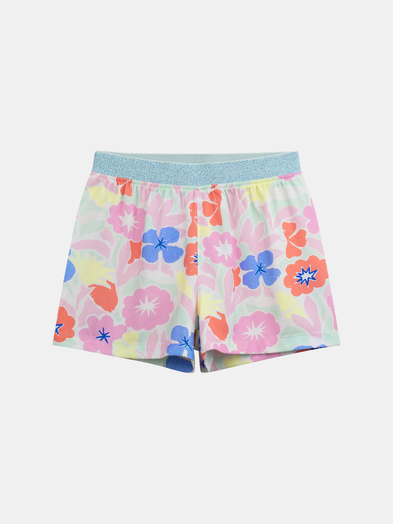 Pigiama corto fosforescente con stampa "Exotic Mood" per bambina