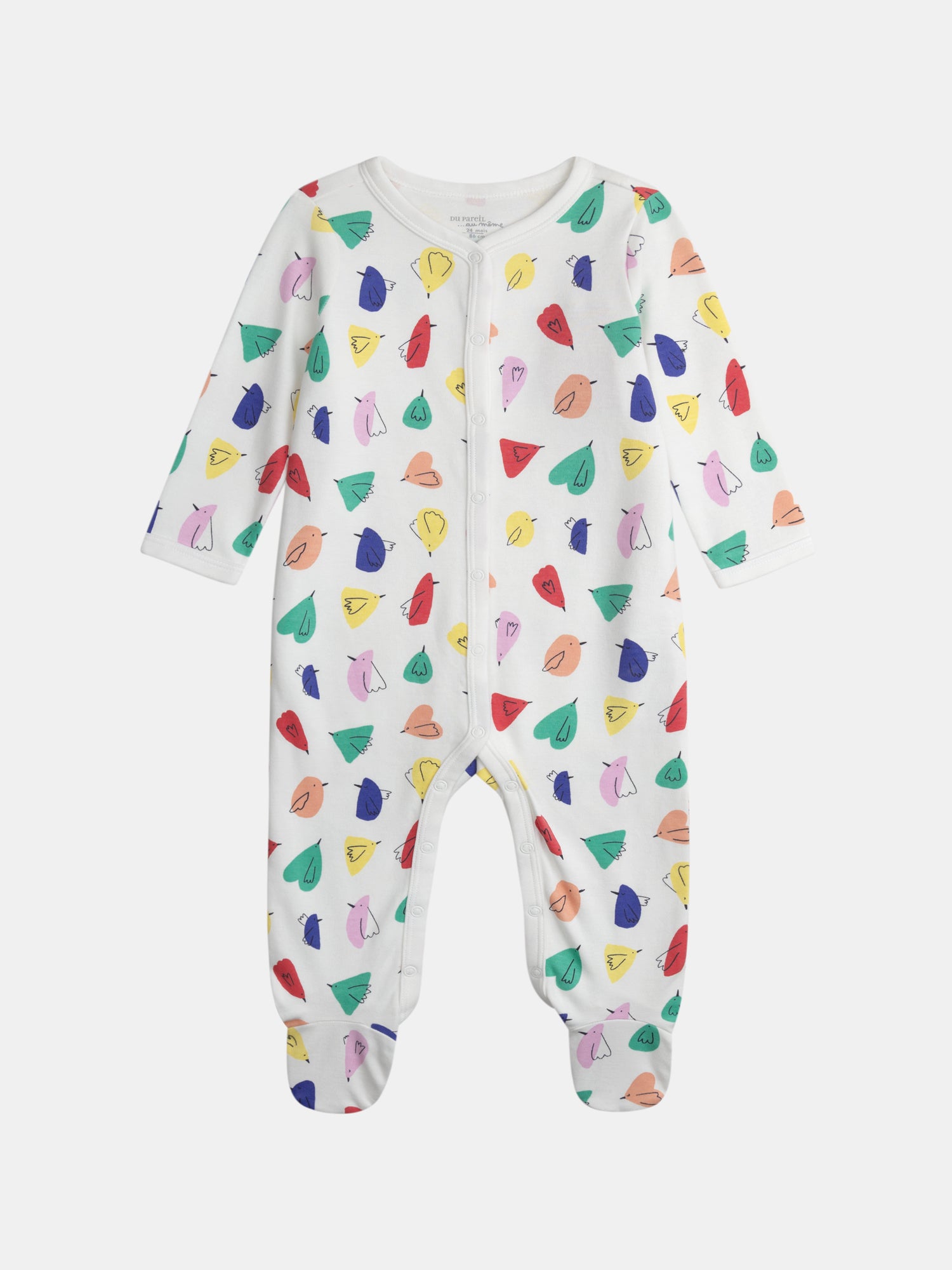 Grenouillère écrue imprimé all-over oiseaux pour bébé Fille