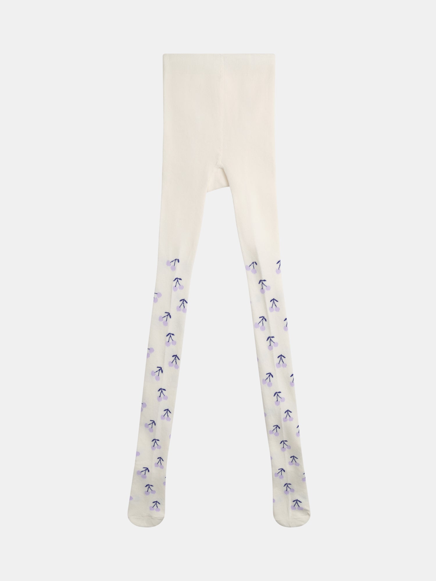 Collant Ecru con Motivo di Ciliegie per Ragazza