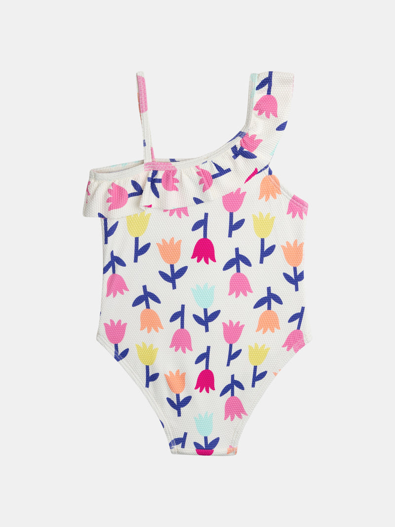 Costume da bagno a una pezzo stampato con tulipani per ragazze
