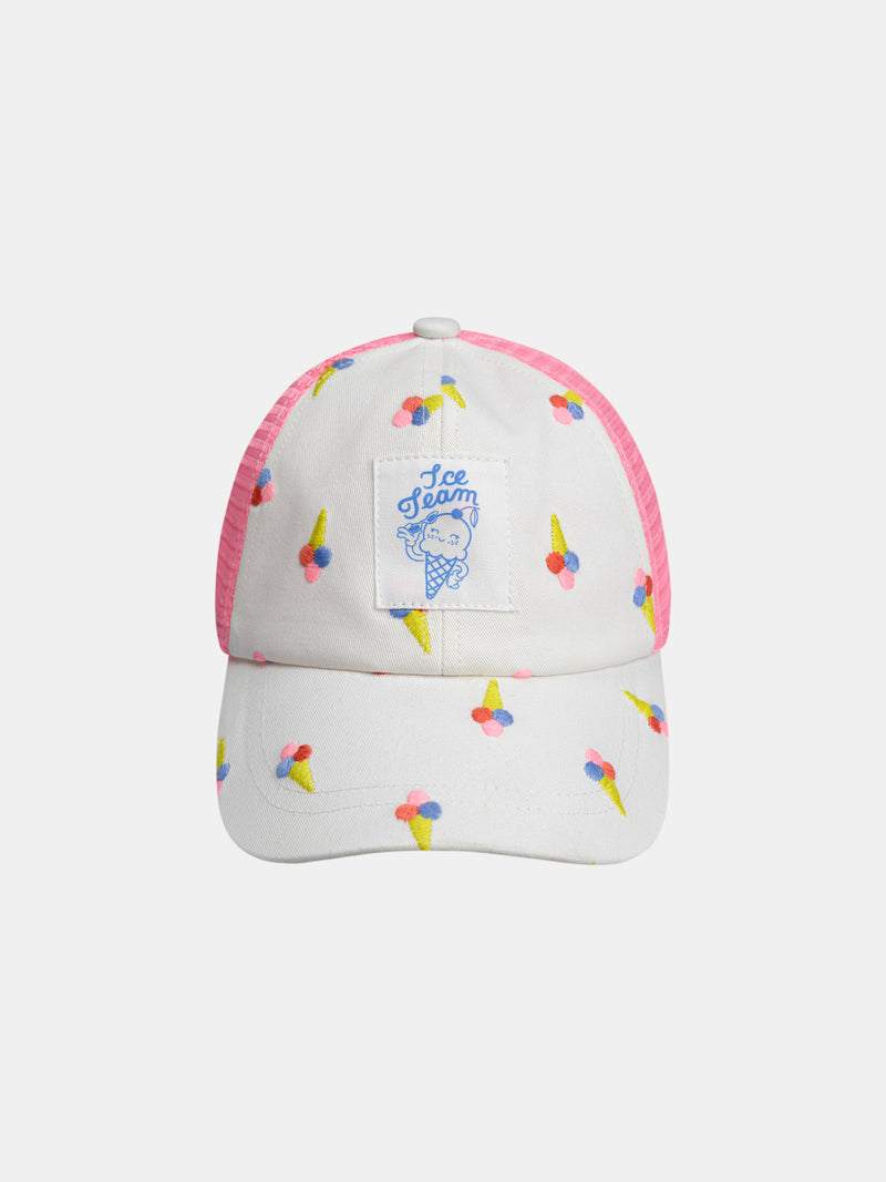 Cappello Beige con Motivo Gelato per Ragazze
