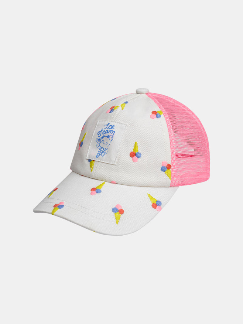 Cappello Beige con Motivo Gelato per Ragazze