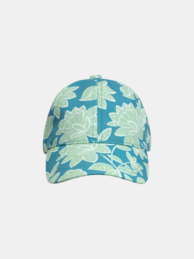 Cappello blu con stampa floreale per ragazze