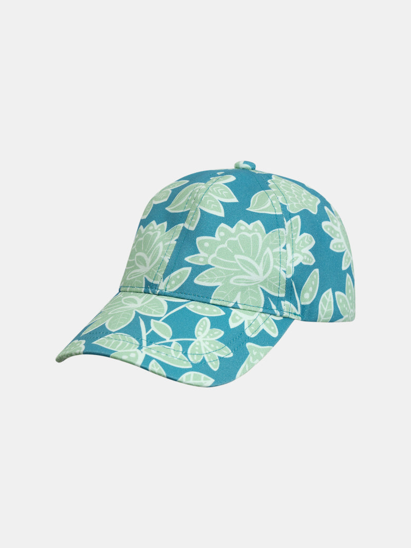 Cappello blu con stampa floreale per ragazze