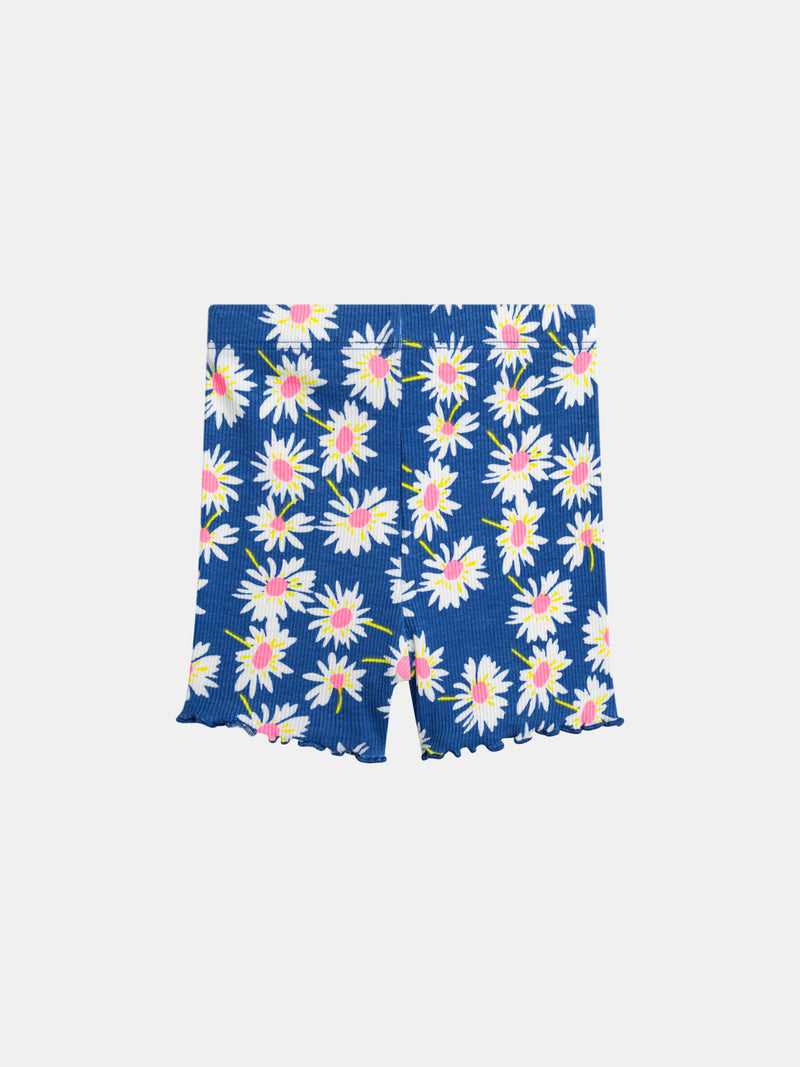 Collant Blu con Fiori per Bambina