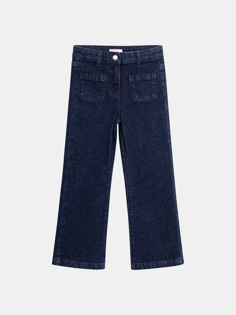 Jeans in denim blu scuro con tasche per ragazze