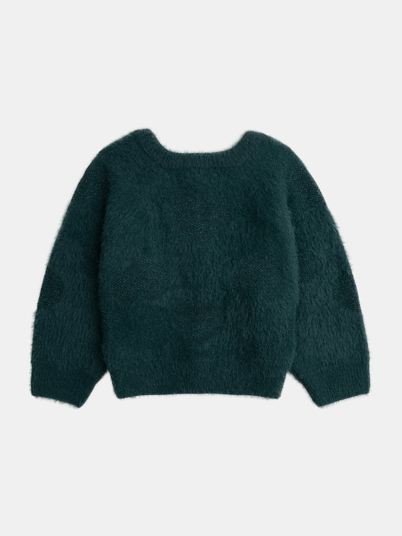 Cardigan verde con dettagli a cuore per ragazze
