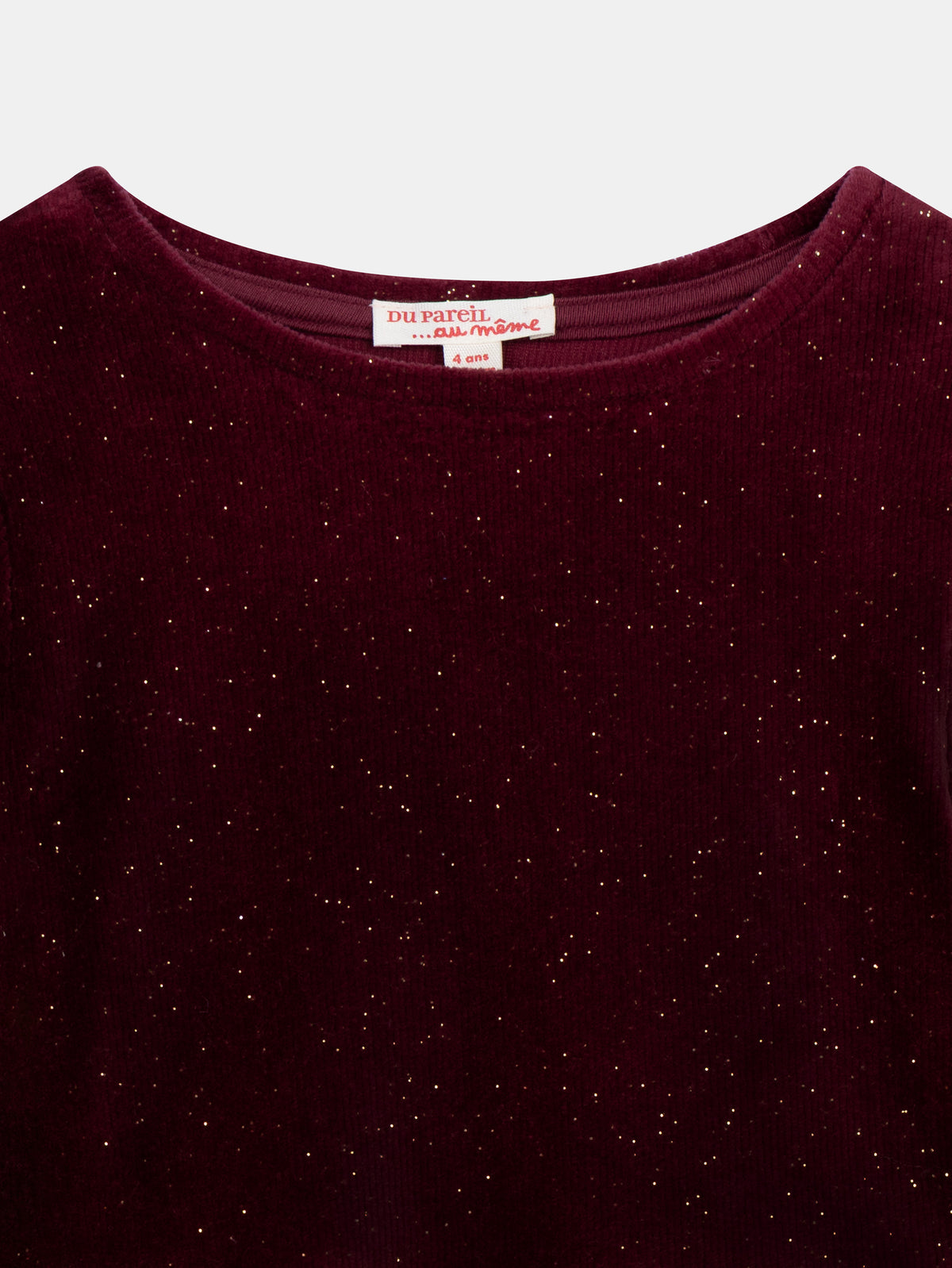 Abito Prugna a Maniche Lunghe con Glitter per Ragazze