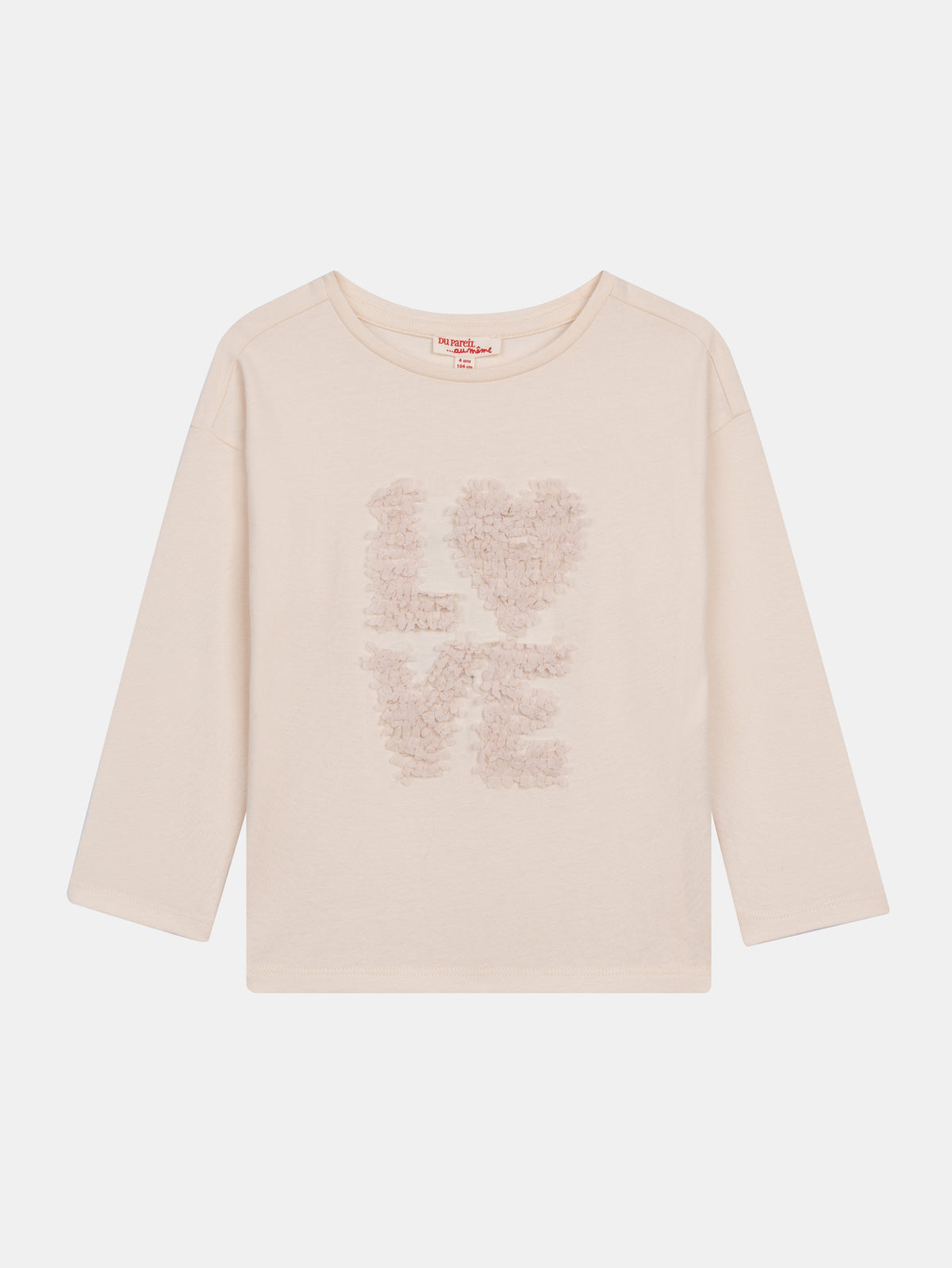 T-shirt ecru a maniche lunghe con animazione 3D LOVE per ragazze