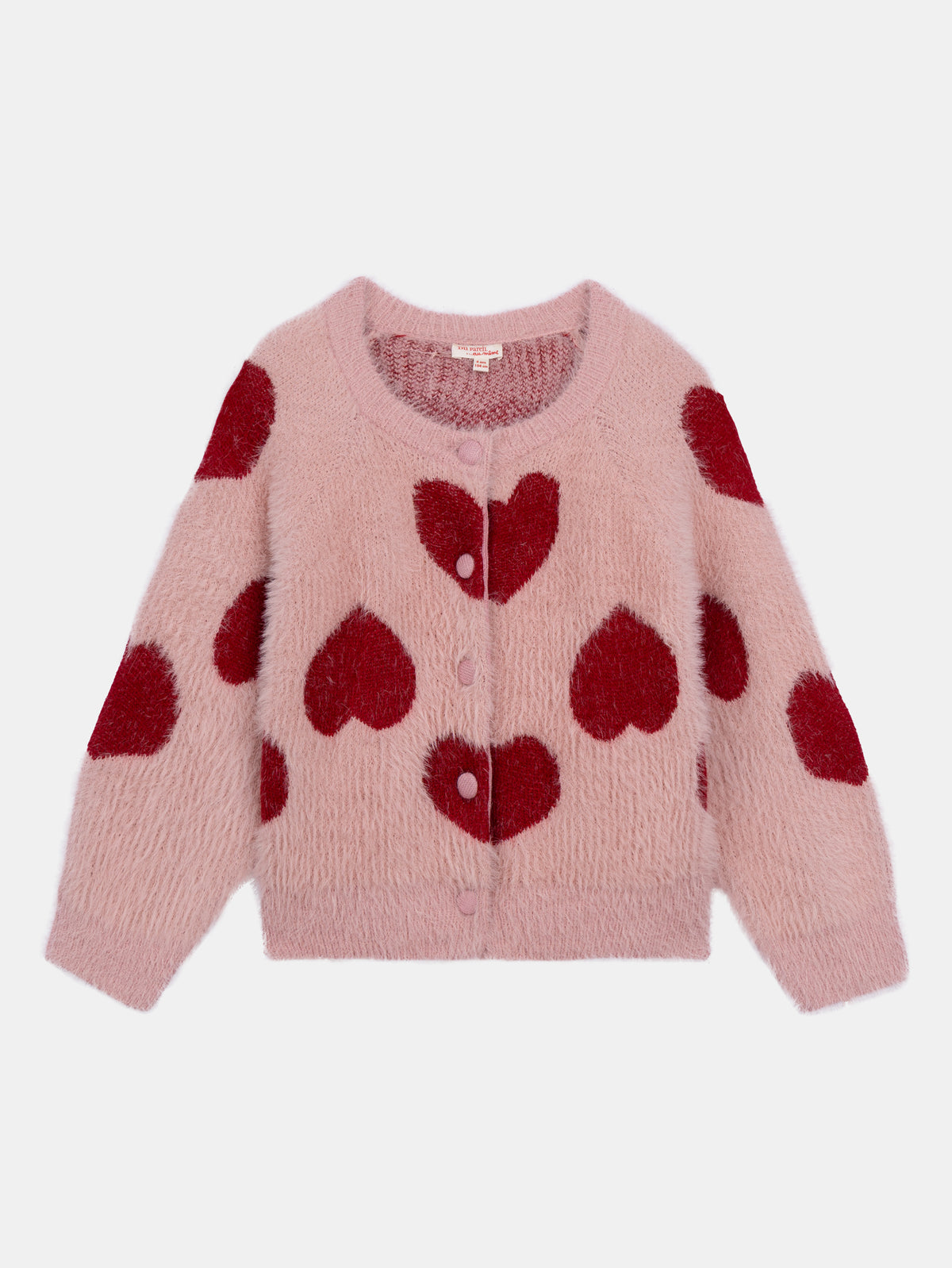 Cardigan rosa con motivo a cuori per ragazze