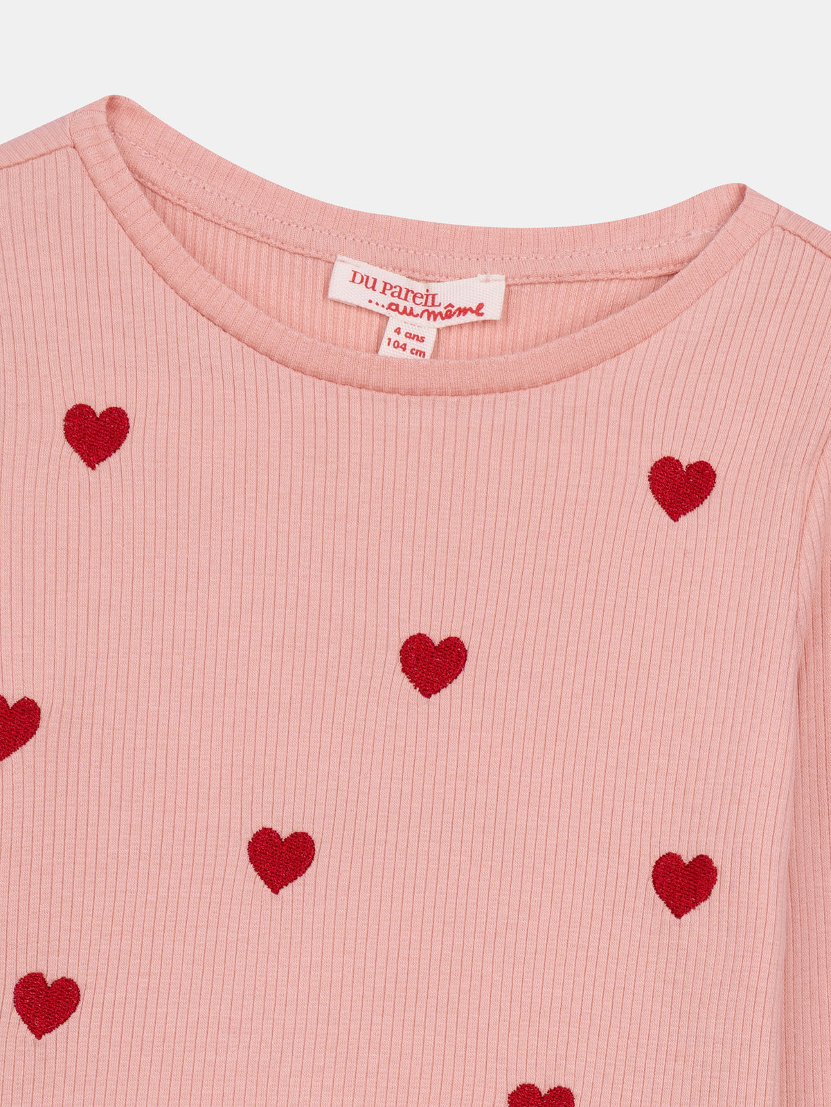 T-shirt rosa a maniche lunghe con ricami a forma di cuore per ragazze