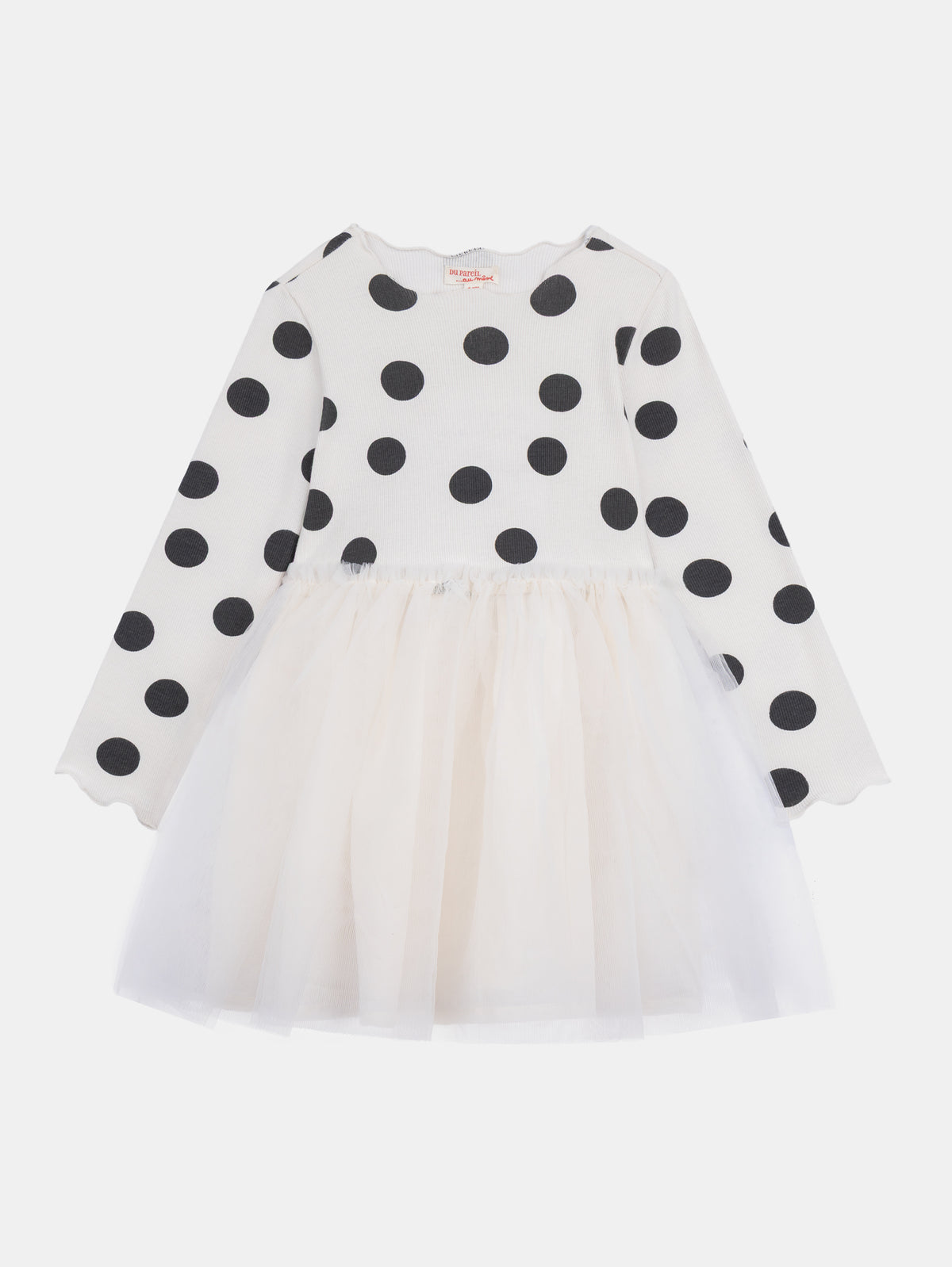 Abito bi-materiale con pois