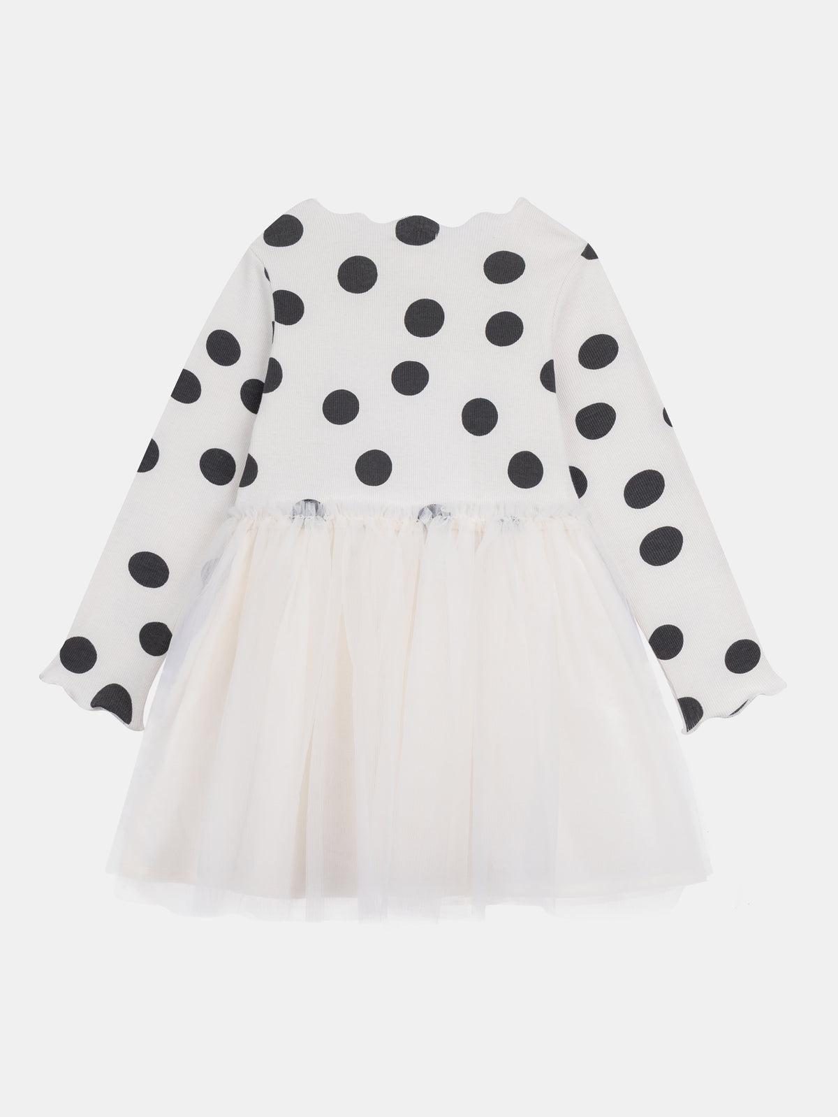 Abito bi-materiale con pois