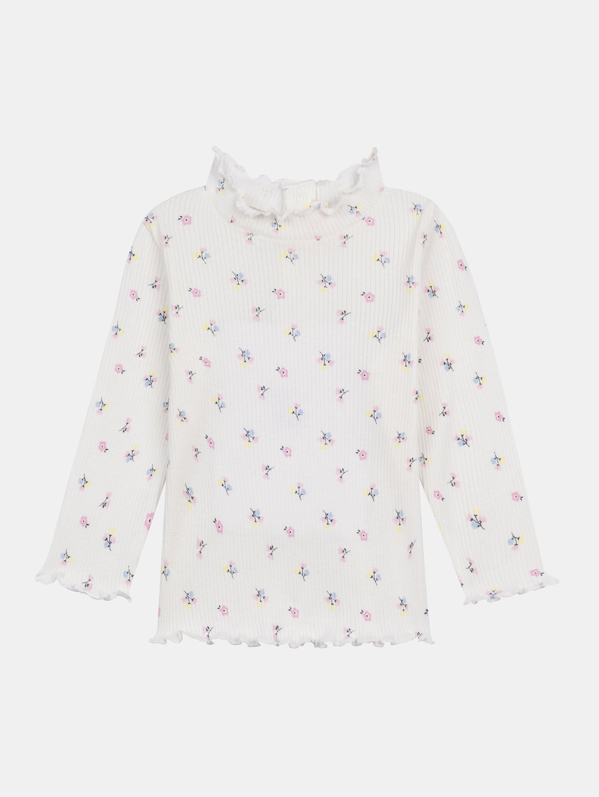 Sottopullover a costine con stampa floreale per bambina