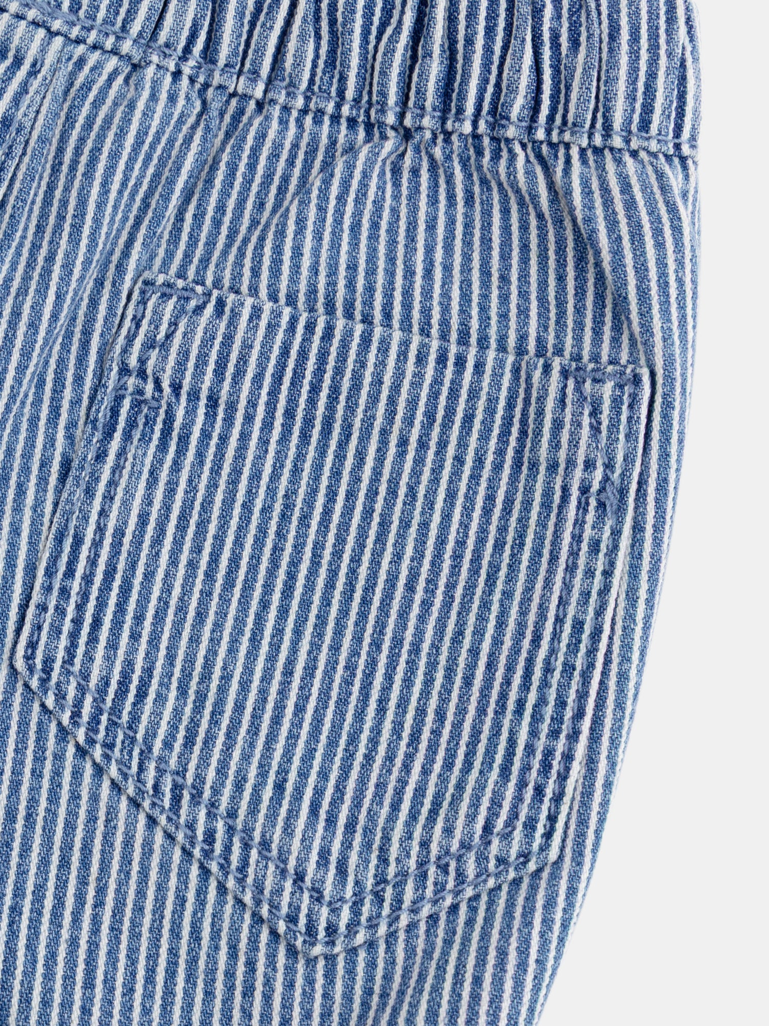Bermuda in denim a righe "Play" blu e écru per bambino
