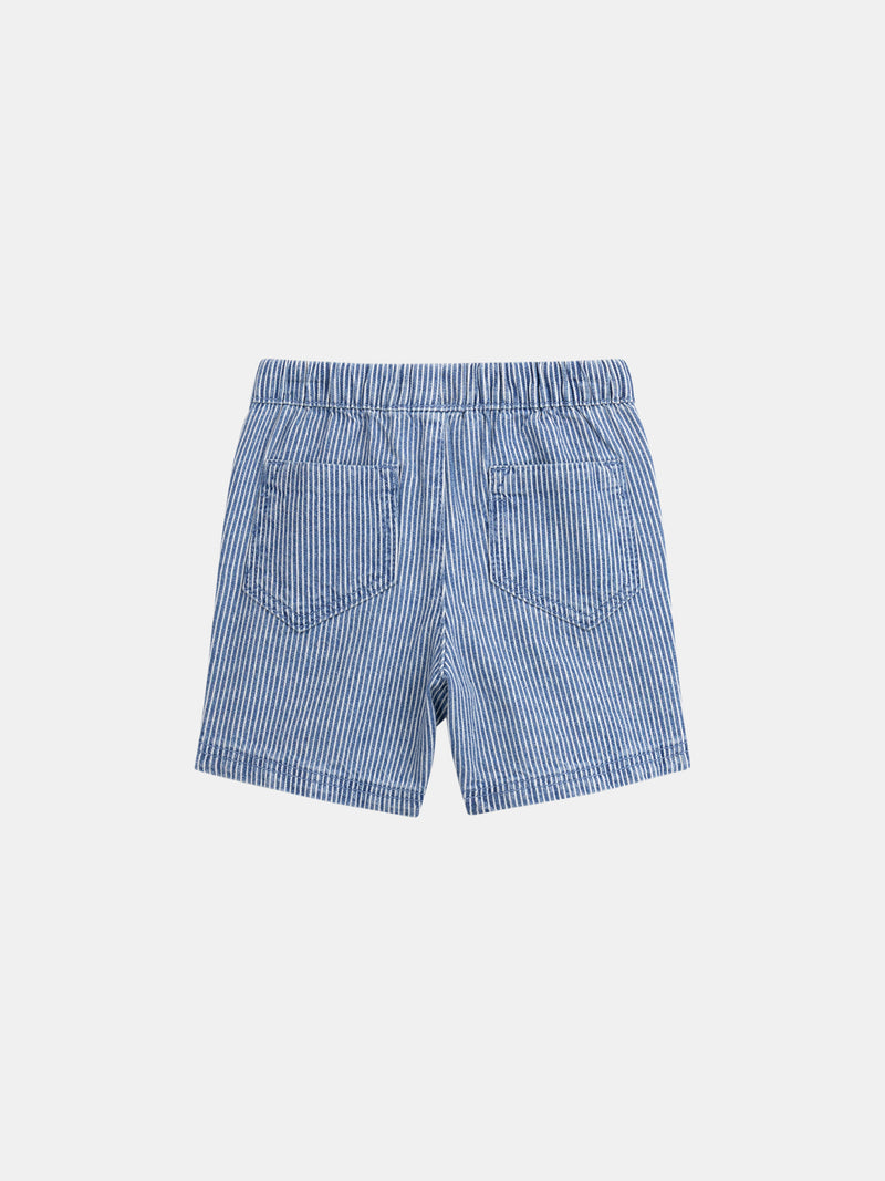 Bermuda en denim rayé "Play" Bleu et Écru pour bébé garçon