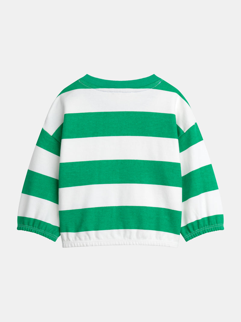 Sweat-shirt rayé "Play" Vert et Écru pour bébé garçon