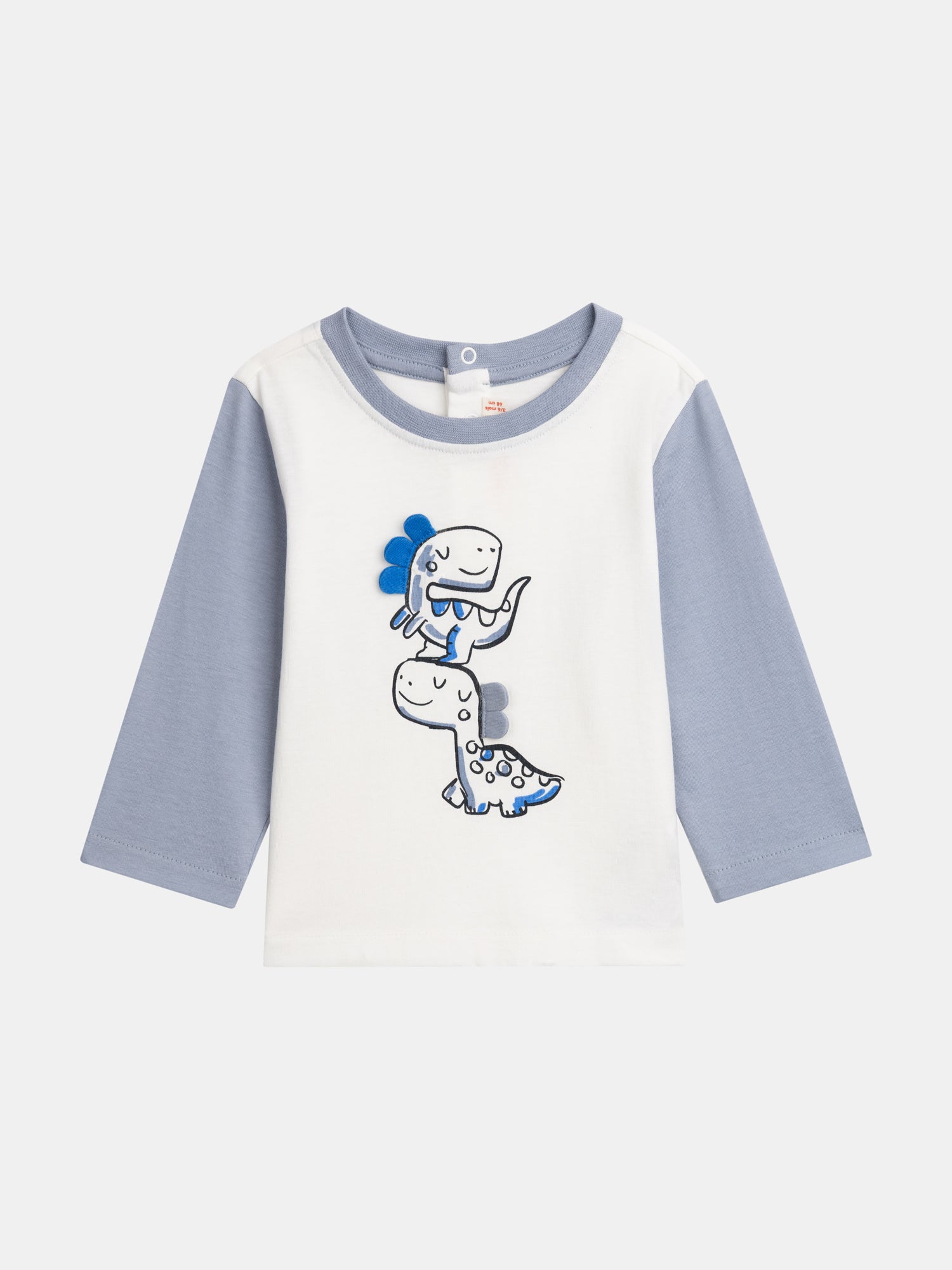 T-shirt a maniche lunghe bicolore "Dinosauro" per bambino