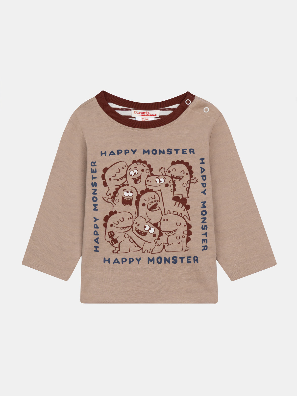 T-shirt a maniche lunghe reversibile "Happy Monster" per bambino