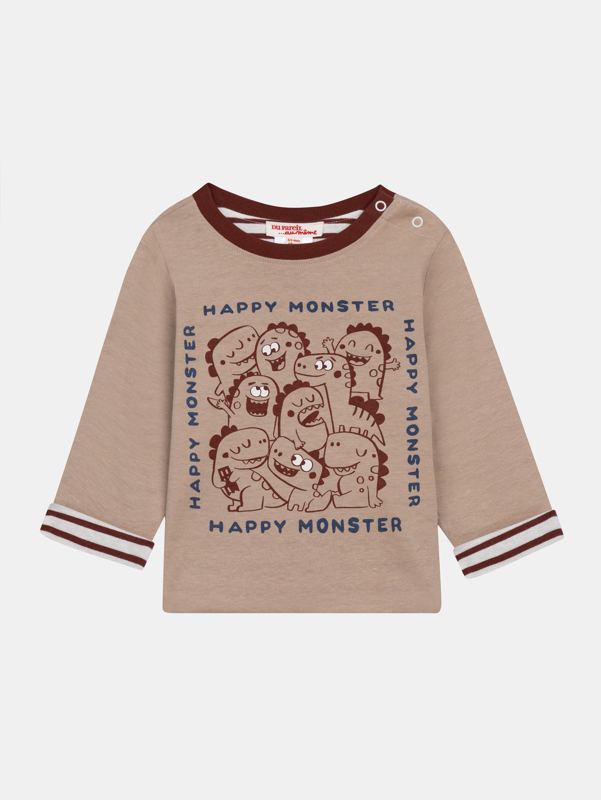 T-shirt a maniche lunghe reversibile "Happy Monster" per bambino