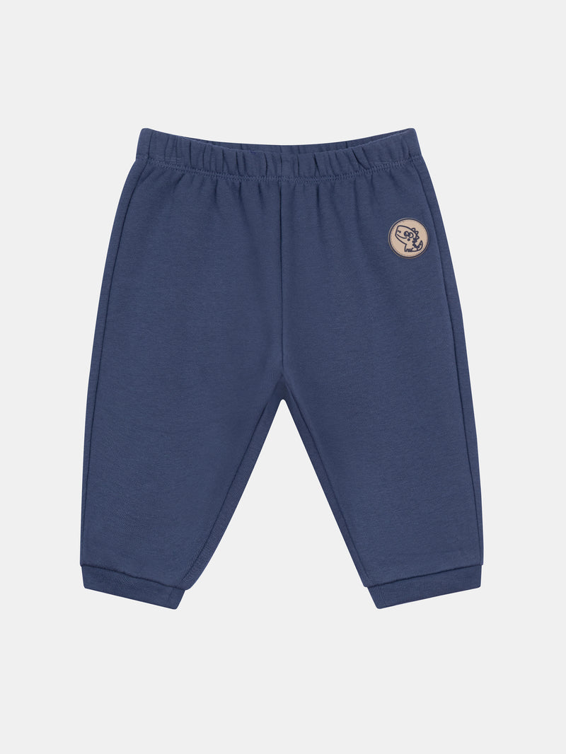 Pantaloni in pile blu oceano "Baby Dino" per neonati maschio
