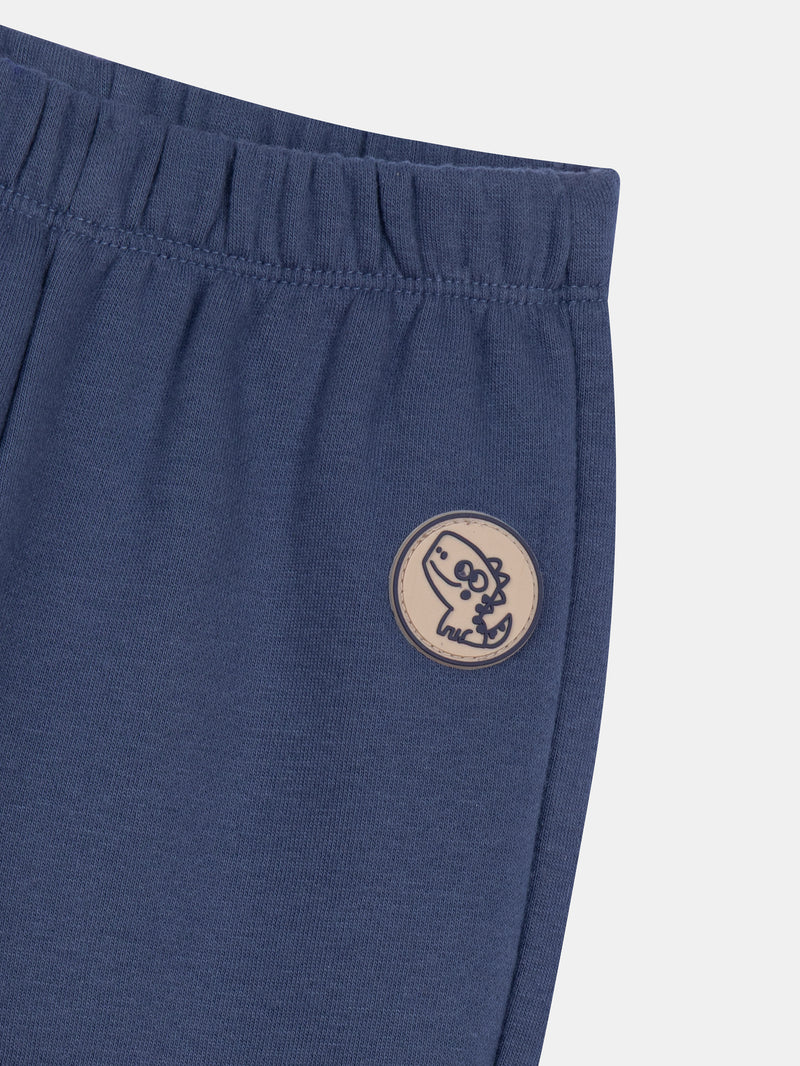 Pantaloni in pile blu oceano "Baby Dino" per neonati maschio