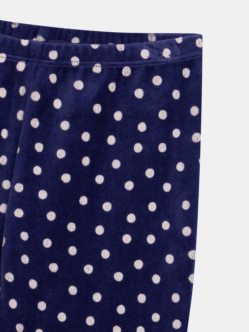Pigiamas in velluto blu marino "It's raining MAGIC" con dettagli fosforescenti per bambina