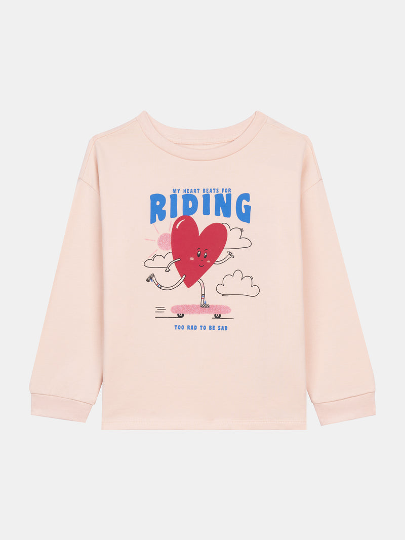 Pigiama rosa in felpa "My Heart Beats for Riding" per bambina