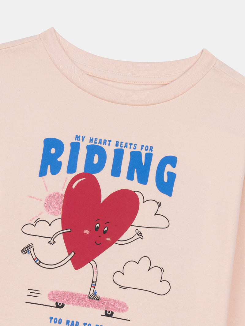 Pigiama rosa in felpa "My Heart Beats for Riding" per bambina