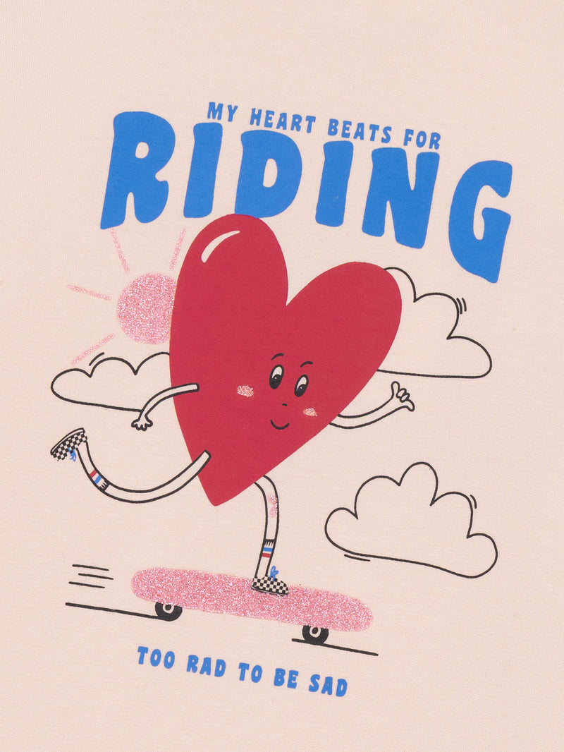 Pigiama rosa in felpa "My Heart Beats for Riding" per bambina