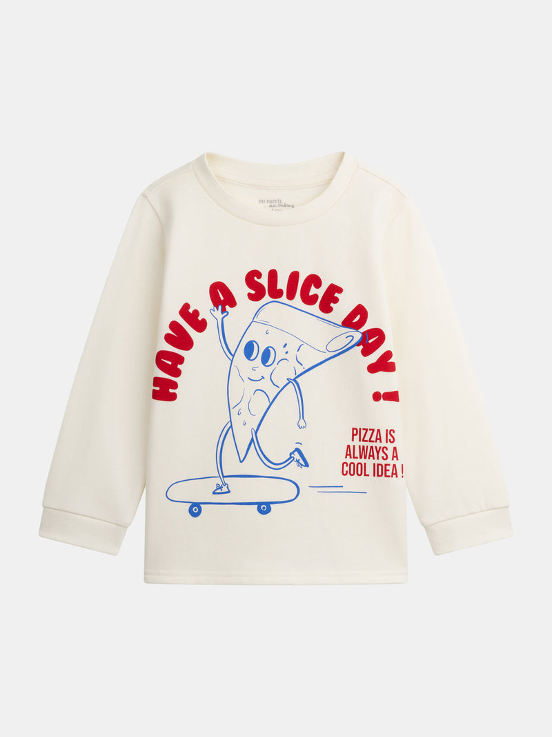 Pigiama 2 Pezzi in Pile Stampato "Have a Slice Day!" per Bambino