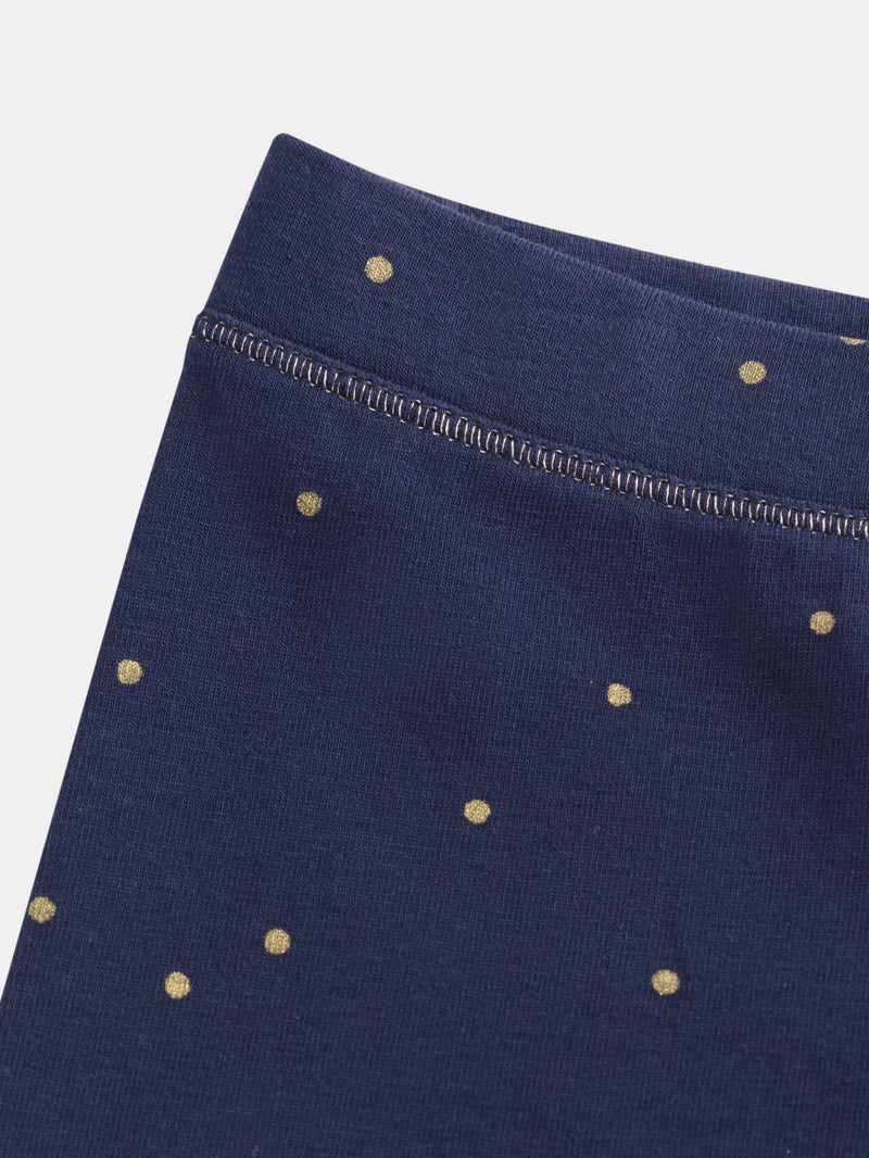 Leggings blu marino a pois per ragazze
